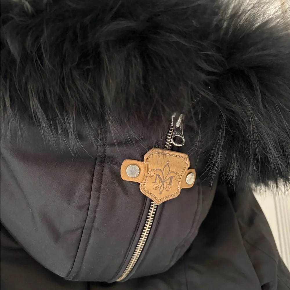 Mackage Signature Collar, All Black Women's Fur Coat - Picture 3 of 4